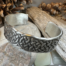 Load image into Gallery viewer, Celtic Knot Pewter Cuff Bracelet