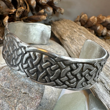 Load image into Gallery viewer, Celtic Knot Pewter Cuff Bracelet