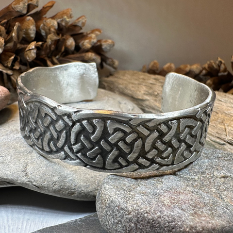 Load image into Gallery viewer, Celtic Knot Pewter Cuff Bracelet - Handmade in Scotland