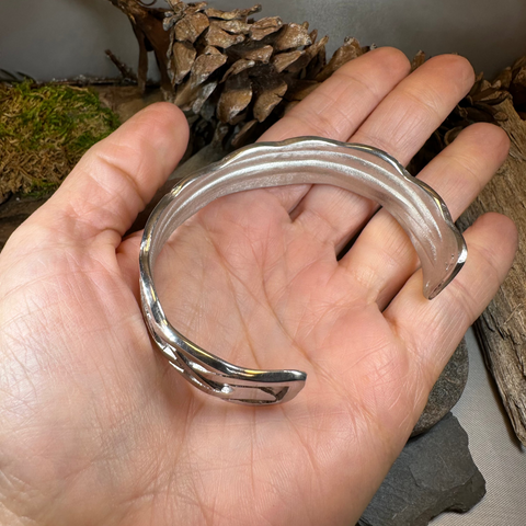 Load image into Gallery viewer, Cruth Celtic Pewter Cuff Bracelet - Handmade in Scotland