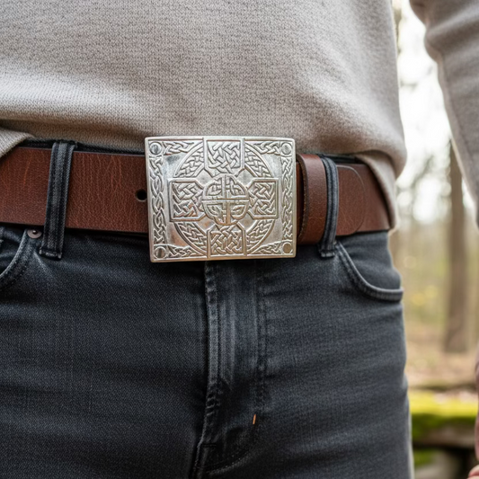 Celtic Cross Kilt Belt Buckle - Handmade in Scotland — view 3