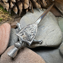 Load image into Gallery viewer, Alban Thistle Shield Kilt Pin