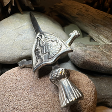 Load image into Gallery viewer, Alban Thistle Shield Kilt Pin