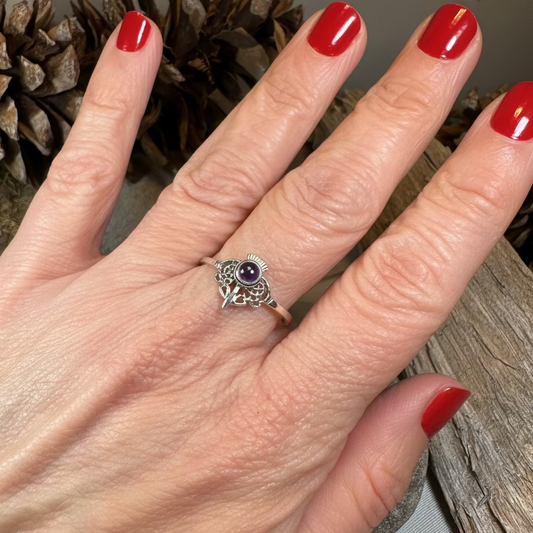 Ailsa Scottish Thistle Amethyst Ring in Sterling Silver