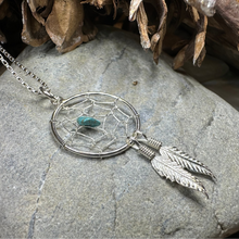 Load image into Gallery viewer, Turquoise Dreamcatcher Necklace