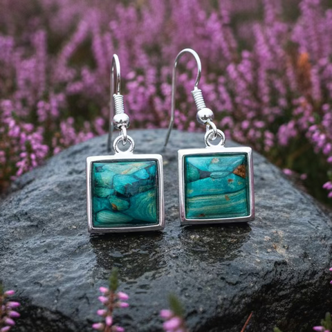 Load image into Gallery viewer, Heathergems Square Earrings - Handmade in Scotland