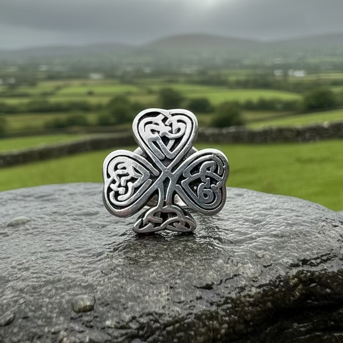 Celtic Irish Shamrock Lapel Pin in pewter