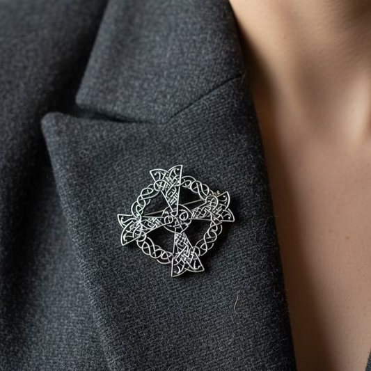 Pewter Celtic Cross Brooch
