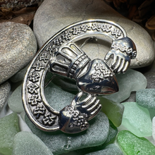 Load image into Gallery viewer, Claddagh Shamrock Brooch