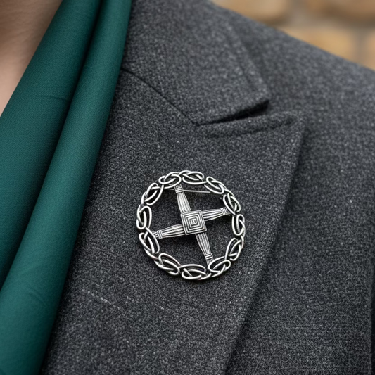 Pewter Irish Saint Brigid's Cross Brooch