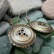 Load image into Gallery viewer, Fredegund Celtic Trinity Knot Copper Earrings
