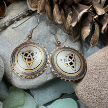 Load image into Gallery viewer, Fredegund Celtic Trinity Knot Copper Earrings