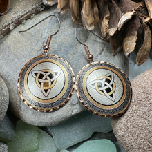 Load image into Gallery viewer, Fredegund Celtic Trinity Knot Copper Earrings