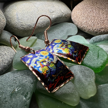 Load image into Gallery viewer, Starry Night Owl Copper Earrings