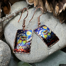 Load image into Gallery viewer, Starry Night Owl Copper Earrings