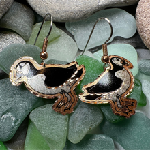 Load image into Gallery viewer, Puffin Copper Earrings
