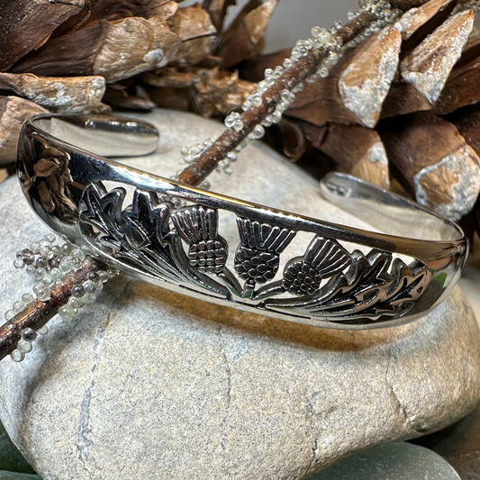 Scottish Triple Thistle Cuff Bracelet