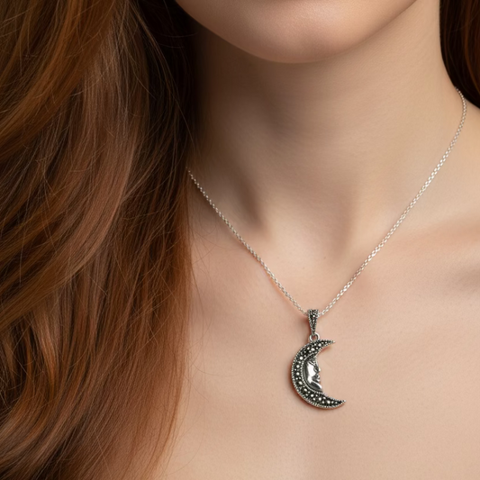 Marcasite Moon Dreamer Necklace — view 2