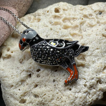 Load image into Gallery viewer, Coastal Puffin Marcasite Brooch