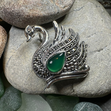 Load image into Gallery viewer, Eala Marcasite Swan Brooch
