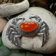 Load image into Gallery viewer, Carnelian Crab Brooch