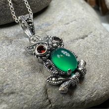 Load image into Gallery viewer, Emerald Aura Owl Necklace