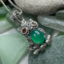Load image into Gallery viewer, Emerald Aura Owl Necklace