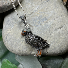 Load image into Gallery viewer, Coastal Puffin Marcasite Necklace