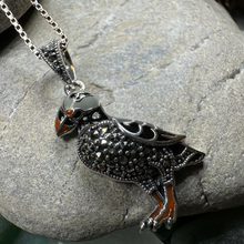 Load image into Gallery viewer, Coastal Puffin Marcasite Necklace