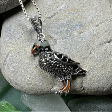 Load image into Gallery viewer, Coastal Puffin Marcasite Necklace
