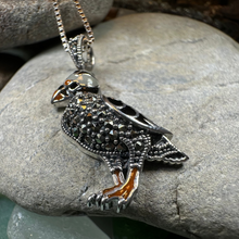 Load image into Gallery viewer, Coastal Puffin Marcasite Necklace