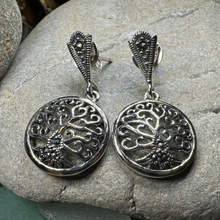 Load image into Gallery viewer, Marcasite Tree of Life Earrings