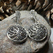 Load image into Gallery viewer, Marcasite Tree of Life Earrings
