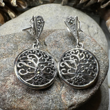 Load image into Gallery viewer, Marcasite Tree of Life Earrings