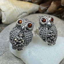 Load image into Gallery viewer, Owl Lover Marcasite Earrings