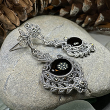 Load image into Gallery viewer, Royal Onyx Marcasite Earrings