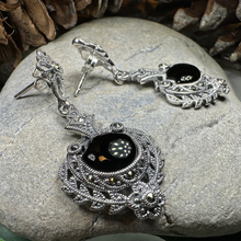 Load image into Gallery viewer, Royal Onyx Marcasite Earrings