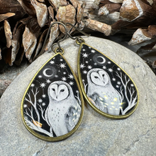 Load image into Gallery viewer, Night Sky Barn Owl Earrings