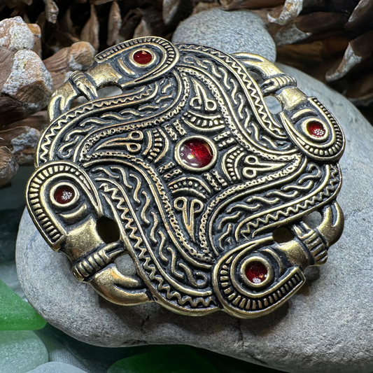 Merovingian Red Bird Brooch - Bronze Historical Reproduction Pin