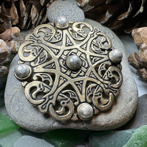 Load image into Gallery viewer, Large Trewhiddle Celtic Medieval Brooch - Bronze Historical Reproduction Pin