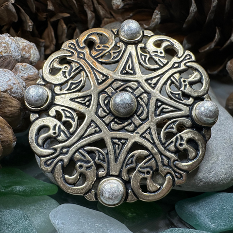 Load image into Gallery viewer, Large Trewhiddle Celtic Medieval Brooch - Bronze Historical Reproduction Pin