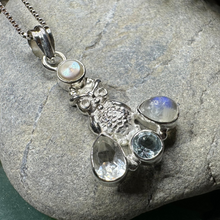 Load image into Gallery viewer, Misty Morning Moonstone Owl Necklace
