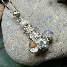 Load image into Gallery viewer, Misty Morning Moonstone Owl Necklace