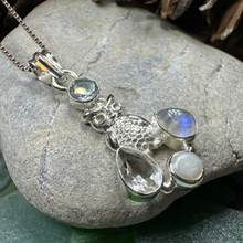 Load image into Gallery viewer, Misty Morning Moonstone Owl Necklace