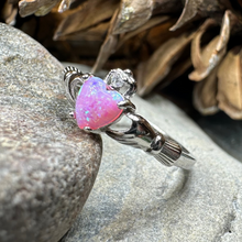Load image into Gallery viewer, Glencora Claddagh Pink Opal Ring