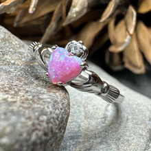 Load image into Gallery viewer, Glencora Claddagh Pink Opal Ring