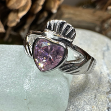 Load image into Gallery viewer, Pink Sapphire Claddagh Ring
