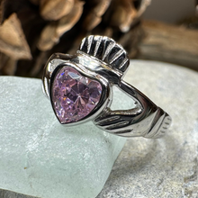 Load image into Gallery viewer, Pink Sapphire Claddagh Ring