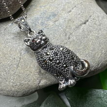 Load image into Gallery viewer, Sitting Pretty Marcasite Cat Necklace