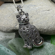 Load image into Gallery viewer, Sitting Pretty Marcasite Cat Necklace